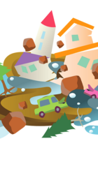 Village emporté par raz-de-marée